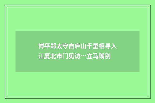 博平郑太守自庐山千里相寻入江夏北市门见访…立马赠别
