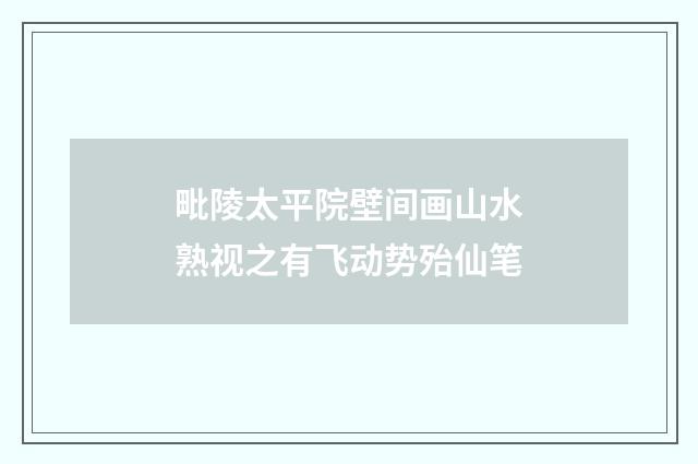 毗陵太平院壁间画山水熟视之有飞动势殆仙笔
