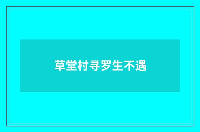草堂村寻罗生不遇