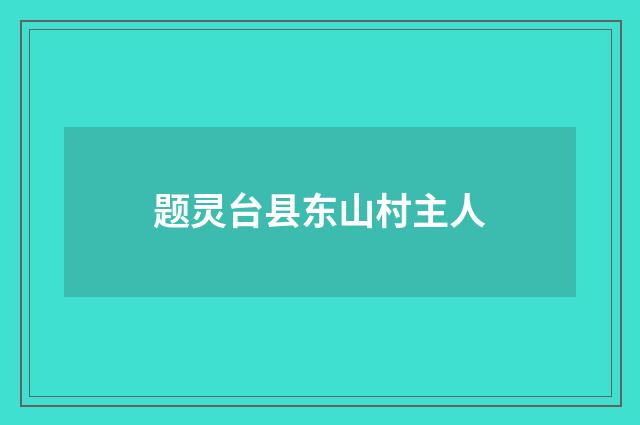 题灵台县东山村主人