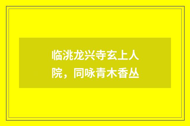 临洮龙兴寺玄上人院，同咏青木香丛