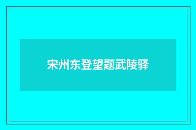 宋州东登望题武陵驿