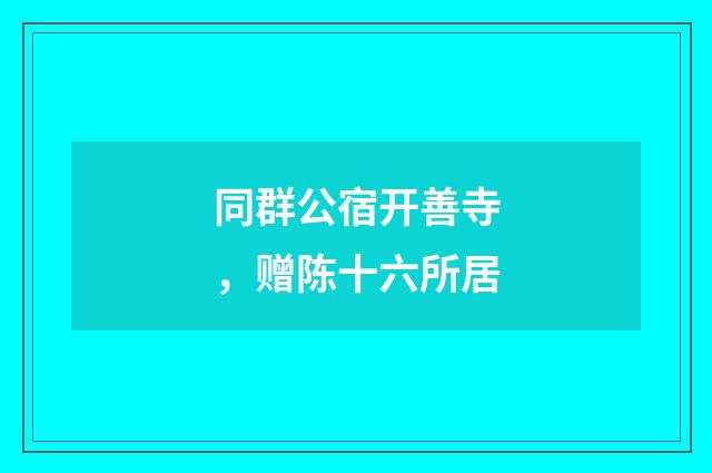 同群公宿开善寺，赠陈十六所居