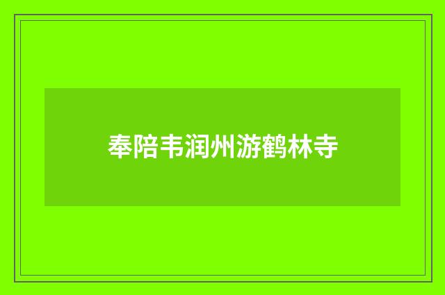 奉陪韦润州游鹤林寺