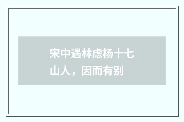 宋中遇林虑杨十七山人，因而有别
