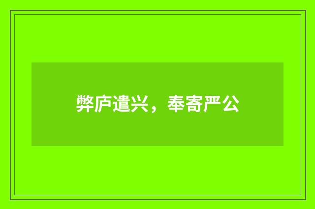 弊庐遣兴，奉寄严公