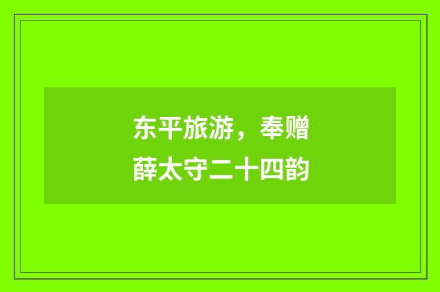 东平旅游，奉赠薛太守二十四韵