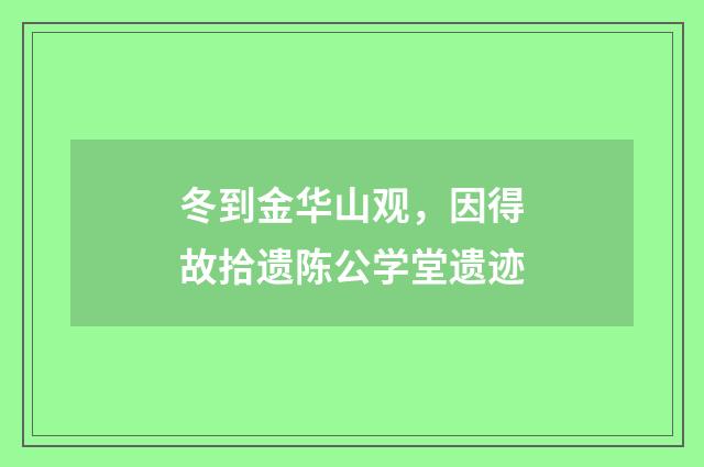 冬到金华山观，因得故拾遗陈公学堂遗迹