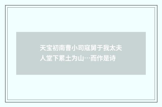 天宝初南曹小司寇舅于我太夫人堂下累土为山…而作是诗