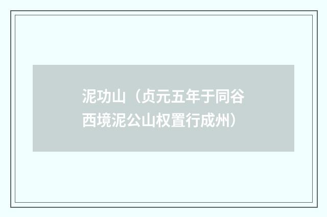 泥功山（贞元五年于同谷西境泥公山权置行成州）