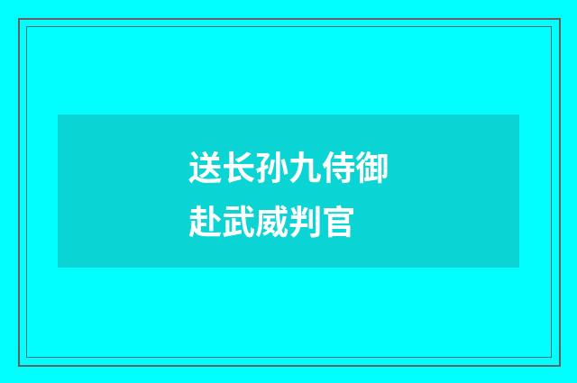 送长孙九侍御赴武威判官