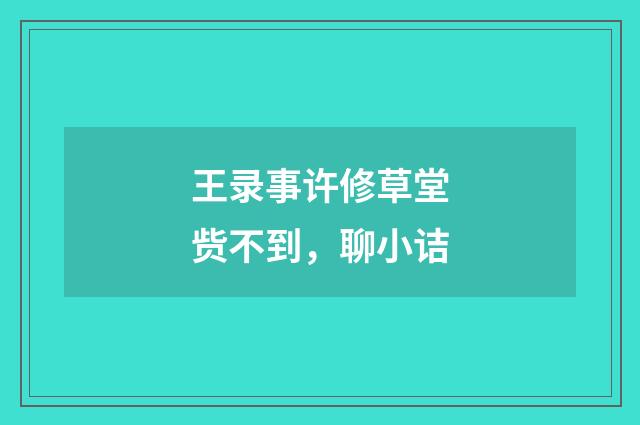 王录事许修草堂赀不到，聊小诘