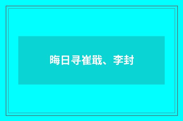 晦日寻崔戢、李封