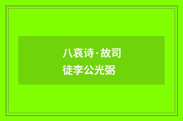 八哀诗·故司徒李公光弼