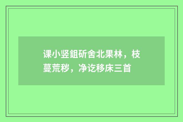 课小竖鉏斫舍北果林，枝蔓荒秽，净讫移床三首
