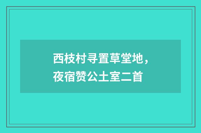 西枝村寻置草堂地，夜宿赞公土室二首