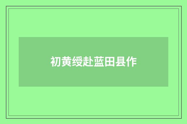 初黄绶赴蓝田县作