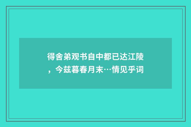 得舍弟观书自中都已达江陵，今兹暮春月末…情见乎词