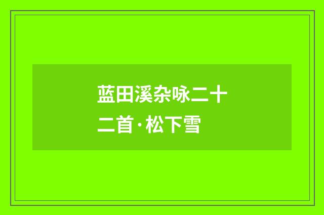 蓝田溪杂咏二十二首·松下雪