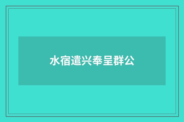 水宿遣兴奉呈群公