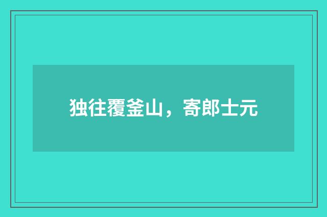 独往覆釜山，寄郎士元