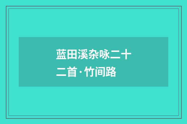 蓝田溪杂咏二十二首·竹间路