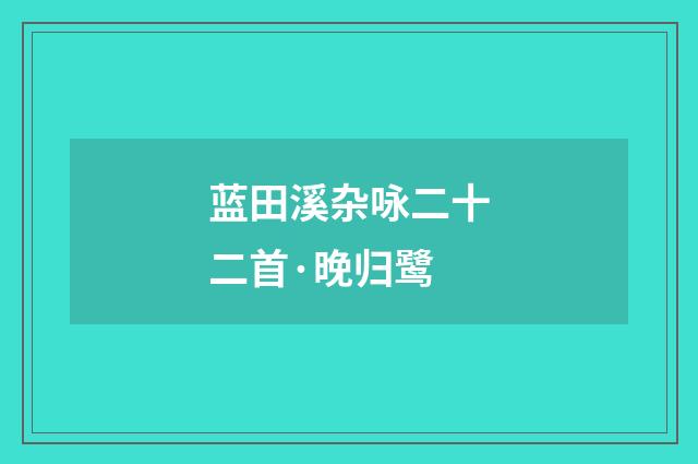 蓝田溪杂咏二十二首·晚归鹭