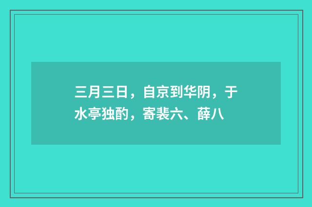 三月三日，自京到华阴，于水亭独酌，寄裴六、薛八
