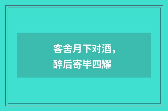 客舍月下对酒，醉后寄毕四耀