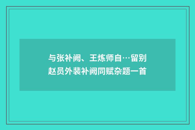 与张补阙、王炼师自…留别赵员外裴补阙同赋杂题一首