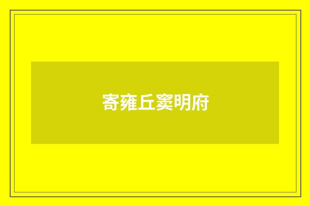 寄雍丘窦明府