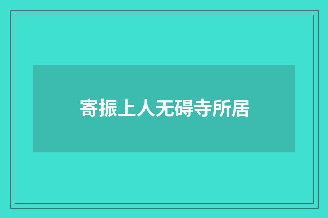 寄振上人无碍寺所居