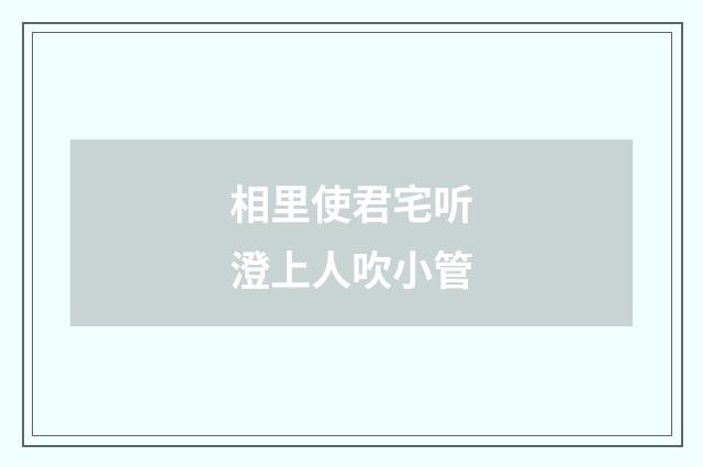 相里使君宅听澄上人吹小管