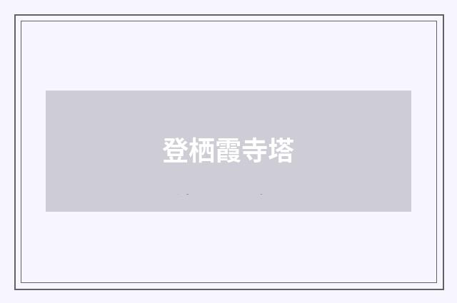 登栖霞寺塔