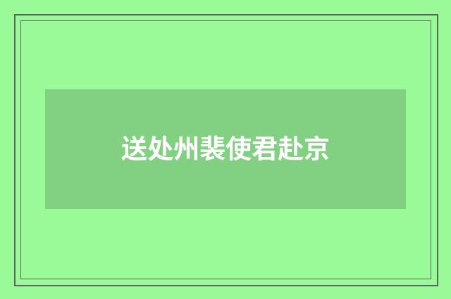 送处州裴使君赴京
