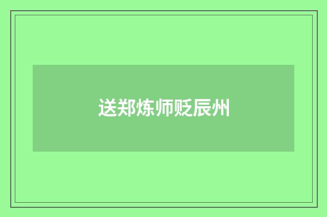 送郑炼师贬辰州