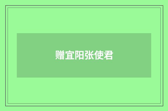 赠宜阳张使君