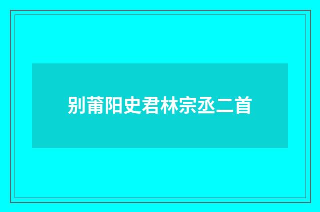 别莆阳史君林宗丞二首