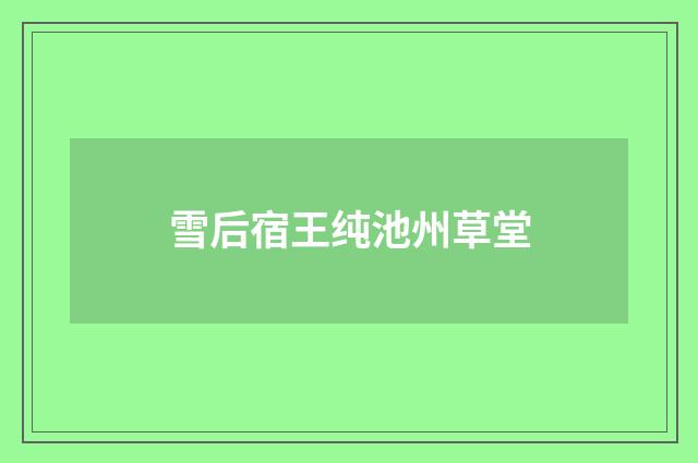 雪后宿王纯池州草堂