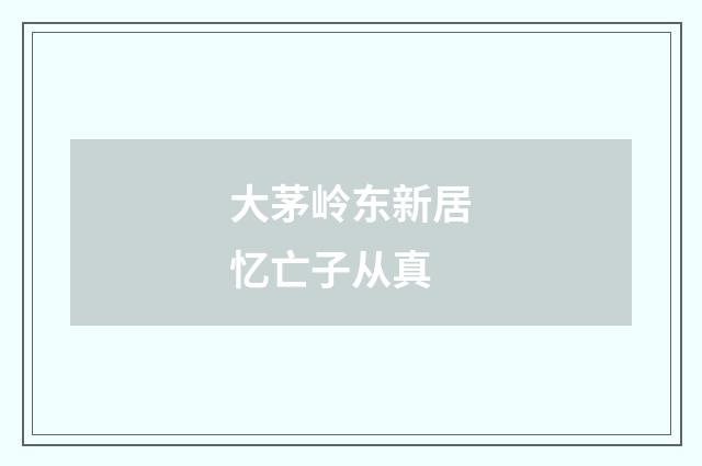 大茅岭东新居忆亡子从真