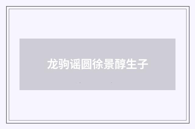龙驹谣圆徐景醇生子