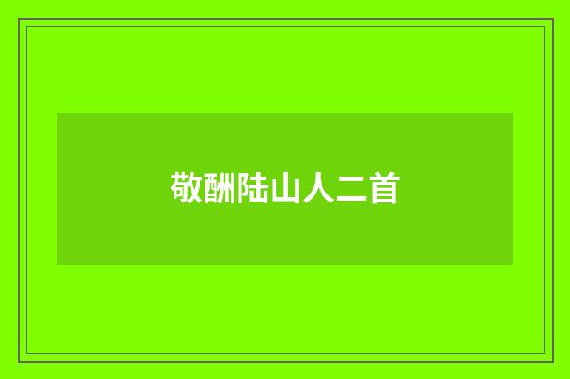 敬酬陆山人二首