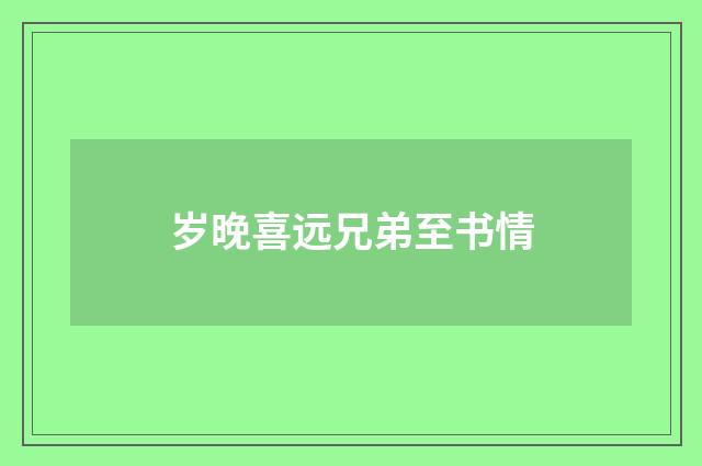 岁晚喜远兄弟至书情