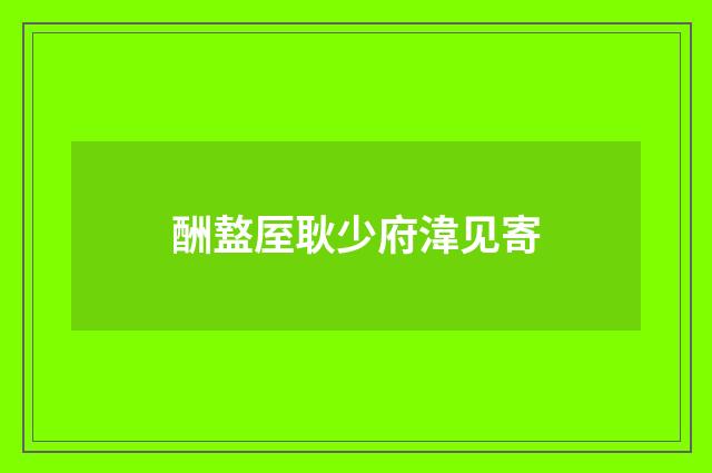 酬盩厔耿少府湋见寄
