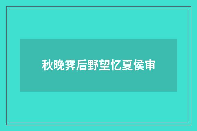 秋晚霁后野望忆夏侯审