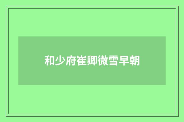 和少府崔卿微雪早朝