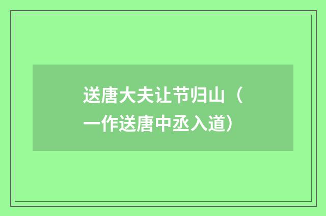 送唐大夫让节归山（一作送唐中丞入道）