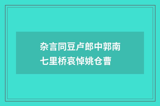杂言同豆卢郎中郭南七里桥哀悼姚仓曹