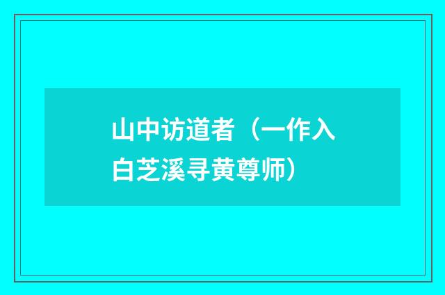 山中访道者（一作入白芝溪寻黄尊师）
