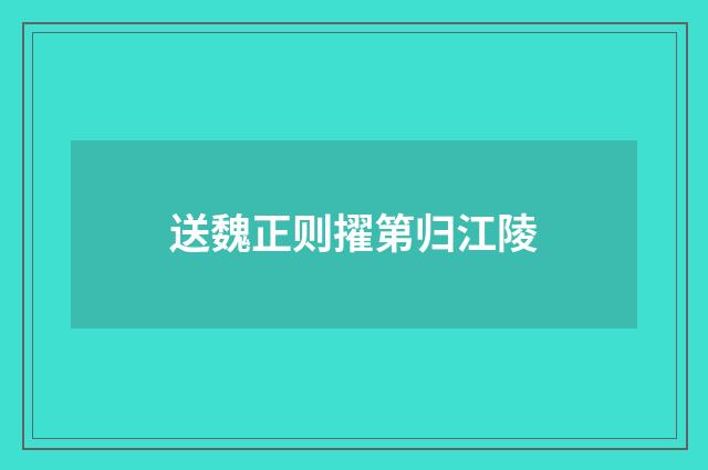 送魏正则擢第归江陵